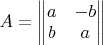 $A = \begin{Vmatrix}
a & -b \\ 
b & a
\end{Vmatrix}$