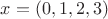 $x = ( 0, 1, 2, 3 )$