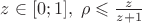 $z\in[0;1],\;\rho\leqslant \frac z{z+1}$