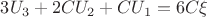 $С3U_3+2CU_2+CU_1=6C\xi$
