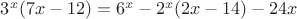 $3^x(7x-12)=6^x-2^x(2x-14)-24x$