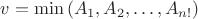 $v=\min \left( {{A_1},{A_2}, \ldots ,{A_{n!}}} \right)$