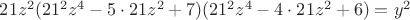 $21z^2(21^2z^4-5\cdot 21z^2+7)(21^2z^4-4\cdot 21z^2+6)=y^2$