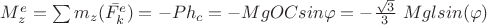 $M_z^e=\sum{m_z(\bar{F_k^e})=-Ph_c=-MgOCsin{\varphi}=-\frac {\sqrt{3}}3\ Mglsin (\varphi)}$