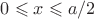 $0 \leqslant x \leqslant a/2$