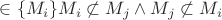 $\in \{M_i\} M_i \not\subset M_j \wedge M_j \not\subset M_i$