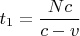 $t_1=\dfrac{Nc}{c-v}$