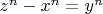 $z^n-x^n=y^n$