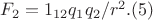 $F_2  = 1_{12} q_1q_2/r^2.                    (5)$