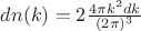 $dn(k)=2\frac{4\pi k^2dk}{(2\pi)^3}$