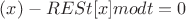 $(x) - RESt[x] mod t =0