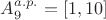 $A_{9}^{a.p.}=[1, 10]$