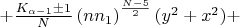 $+\frac{K_{\alpha-1}\pm1}N\left(nn_1\right)^{\frac{N-5}2}(y^2+x^2)+$