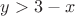 $y > 3-x$