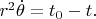 $\qquad r^2 \dot \theta=t_0-t.$