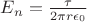 $E_{n}=\frac{\tau}{2 \pi r \epsilon_{0}}$