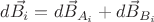 $d\vec{B_{i}}=d\vec{B}_{A_{i}}+d\vec{B}_{B_{i}}$