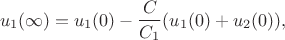 $$u_1(\infty)=u_1(0)-\frac{C}{C_1}(u_1(0)+u_2(0)),$$