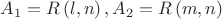 $\[{A_1} = R\left( {l,n} \right),{A_2} = R\left( {m,n} \right)\]$