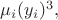 $\mu_i (y_i)^3,$