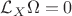 $\mathcal L_{X}\Omega=0$