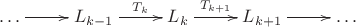 $$\xymatrix{
    \ldots \ar[r]&  L_{k-1}\ar[r]^-{T_k}& L_k \ar[r]^-{T_{k+1}}  & L_{k+1} \ar[r] &\ldots
}$$