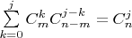 $\sum \limits _{k=0}^jC_m^kC_{n-m}^{j-k}=C_n^j$
