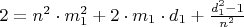 $2=n^2\cdot m_1^2+2\cdot m_1 \cdot d_1+\frac{d_1^2-1}{n^2}$