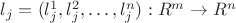 $l_j=(l^1_j,l^2_j,\ldots ,l^n_j):R^m\to R^n$