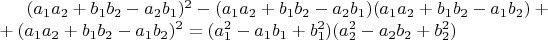 $(a_1a_2+b_1b_2-a_2b_1)^2-(a_1a_2+b_1b_2-a_2b_1)(a_1a_2+b_1b_2-a_1b_2)+\\+(a_1a_2+b_1b_2-a_1b_2)^2=(a_1^2-a_1b_1+b_1^2)(a_2^2-a_2b_2+b_2^2)$