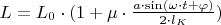 $L=L_0\cdot(1+\mu\cdot\frac{a\cdot \sin(\omega\cdot t+\varphi)}{2\cdot l_K})$