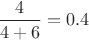 $\dfrac{4}{4+6}=0.4$