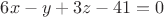 $6x-y+3z-41=0$