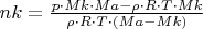 $nk=\frac{p \cdot Mk \cdot Ma-\rho \cdot R \cdot T \cdot Mk}{\rho \cdot R \cdot T \cdot (Ma-Mk)}$