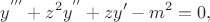 $$
y^{'''}+z^2 y^{''}+z y' - m^2 = 0,
$$