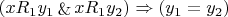 $(xR_1y_1 \mathop{\&} xR_1y_2) \Rightarrow (y_1 = y_2)$