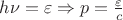 $h\nu = \varepsilon \Rightarrow p = {\varepsilon \over c}$