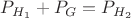 $P_{H_1}+P_G=P_{H_2}$