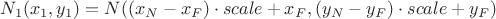 $N_1(x_1,y_1)=N((x_N-x_F)\cdot scale+x_F,(y_N-y_F)\cdot scale+y_F)$