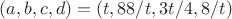 $(a,b,c,d)=(t,88/t,3t/4,8/t)$