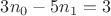 $3n_0 -5n_1=3$