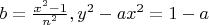 $b=\frac{x^2-1}{n^2}, y^2-ax^2=1-a$