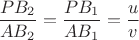 $\dfrac{PB_2}{AB_2}=\dfrac{PB_1}{AB_1}=\dfrac{u}{v}$