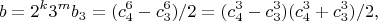 $$b=2^k 3^mb_3=(c_4^{6}-c_3^{6})/2=(c_4^{3}-c_3^{3})(c_4^{3}+c_3^{3})/2,$$