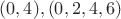 $(0,4), (0,2,4,6)$