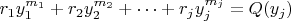 $r_1y_1^{m_1}+r_2y_2^{m_2}+&hellip;+r_jy_j^{m_j}=Q(y_j)$