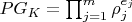 $P G_K=\prod_{j=1}^m \rho_j^{e_j}$