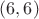 $(6,6)$