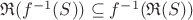 $\mathfrak{R}(f^{-1}(S))\subseteq f^{-1}(\mathfrak{R}(S))$