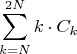 $$
\sum\limits_{k = N}^{2N} k \cdot C_k
$$